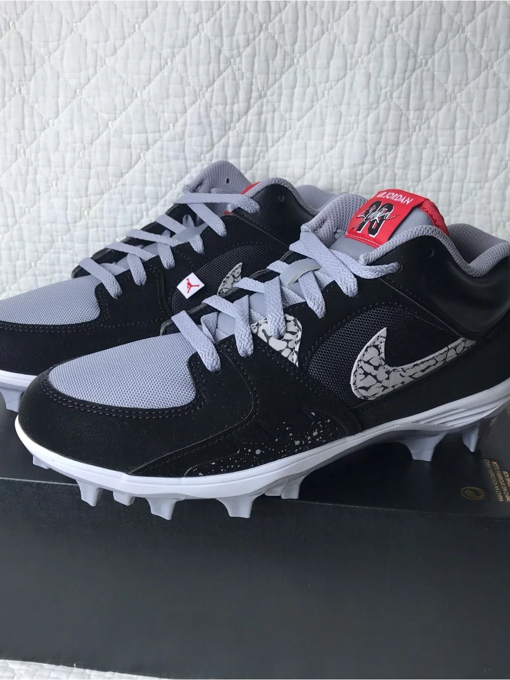 Jordan Stadium 90 Low TD Football Cleats Men’s SZ 8.5 Black Grey HQ0210-060